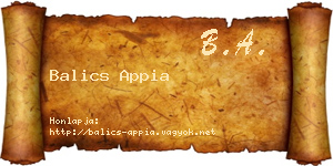 Balics Appia névjegykártya